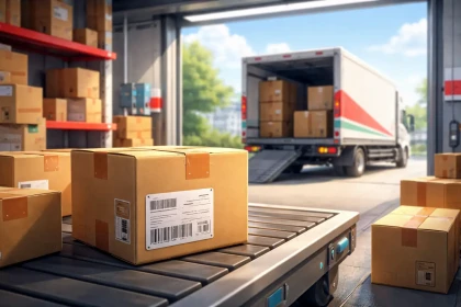 colis en cours de transport vers votre site de livraison