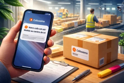 « votre colis est retenu au centre de tri » dans un SMS Colissimo